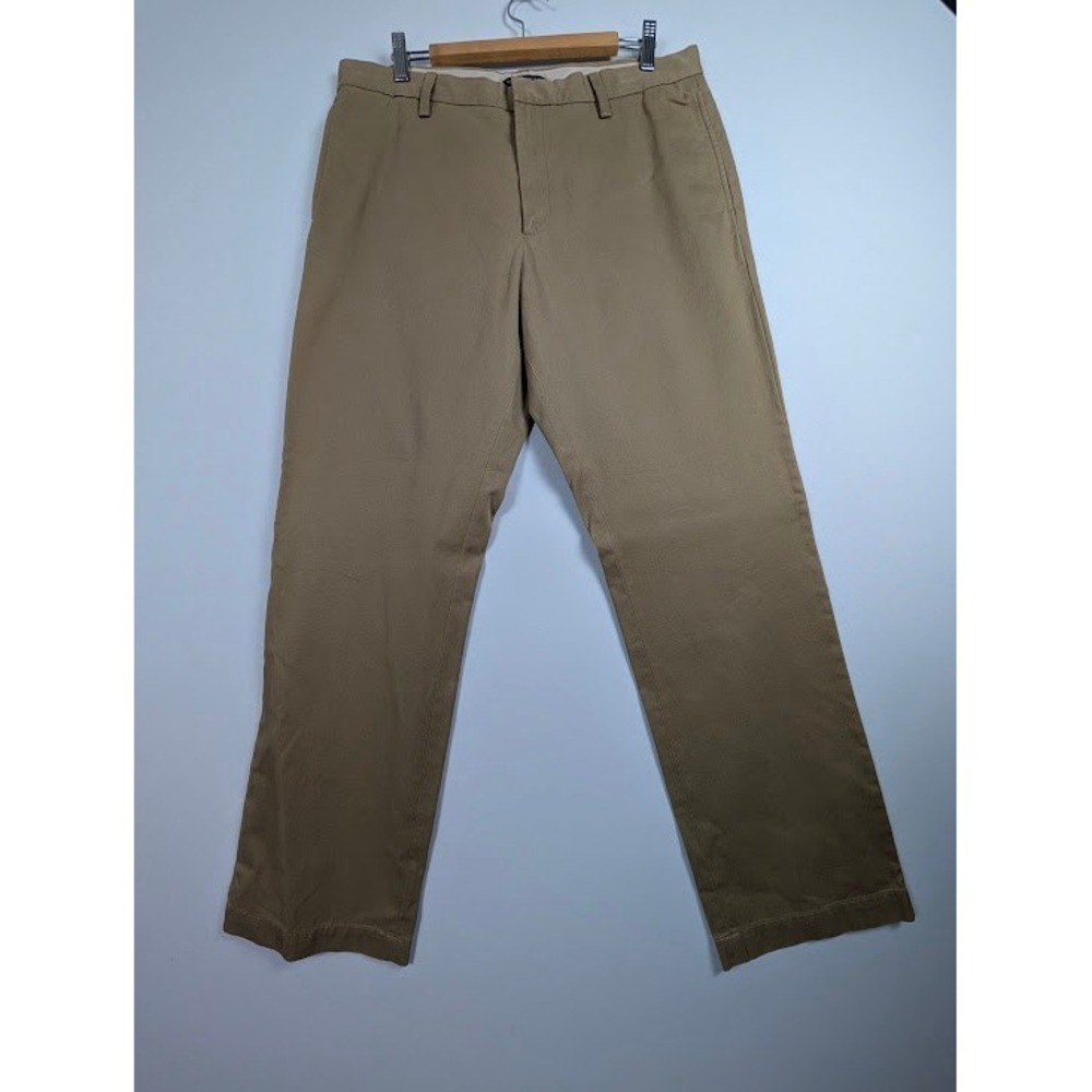 Banana Republic Gavin Chino Pants Men 35x32 (Fits 36x32) Tan Straight Leg Cotton